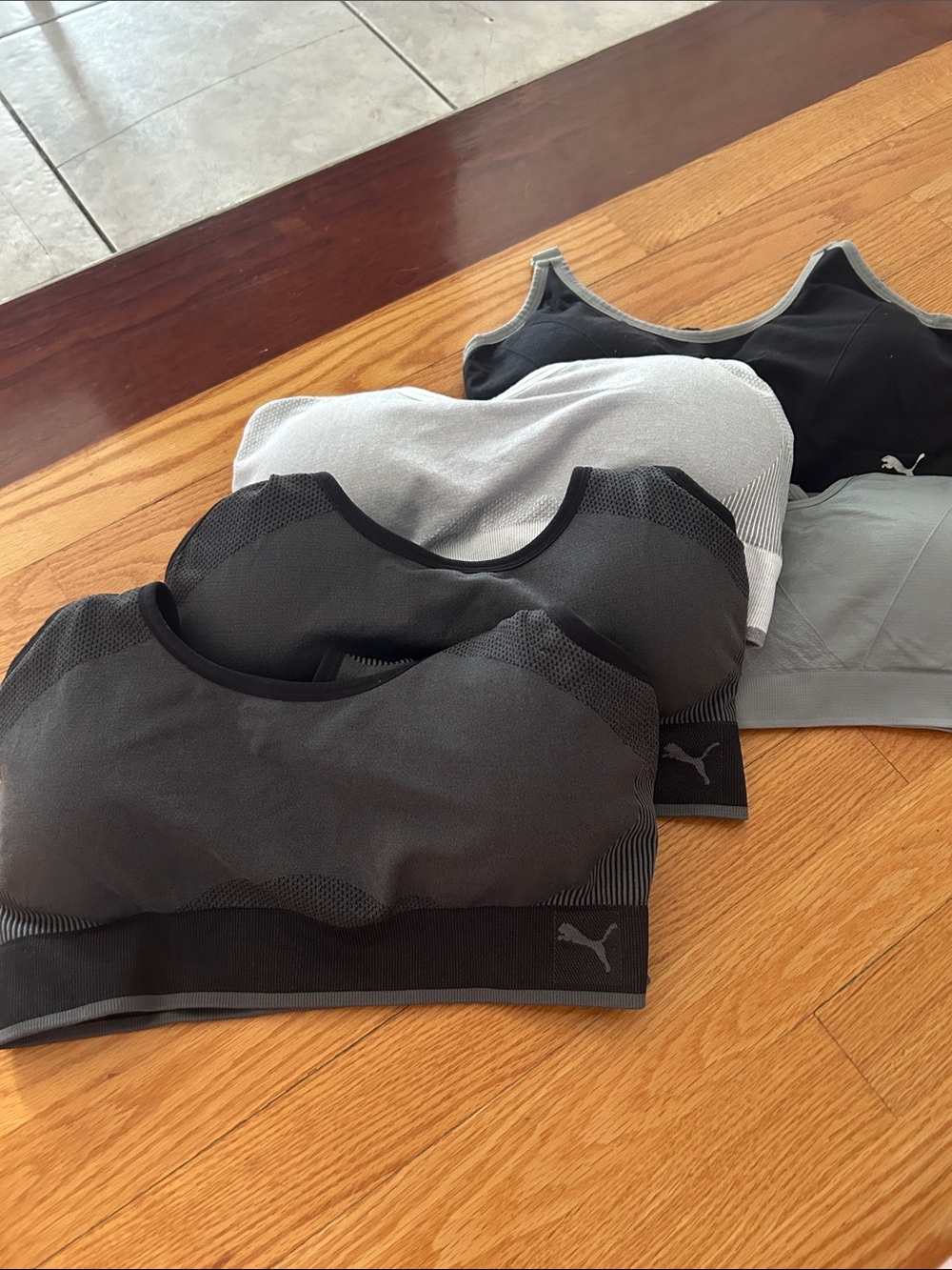 Puma Black and Light Gray Seamless Sports Bras Pack